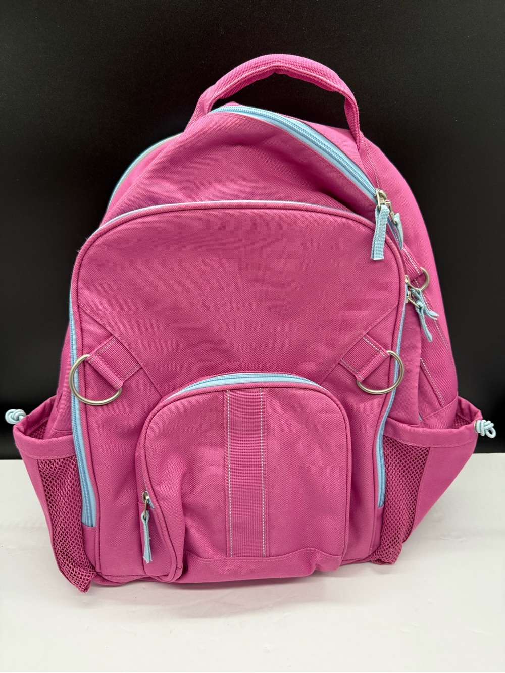 Pottery Barn Kids Pink Backpack with Light Blue Trim- Like New